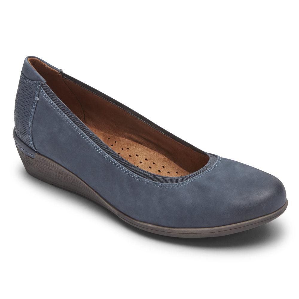 Rockport Womens Pumps Blue - Cobb Hill Devyn Wedge - UK 302-WEOQMY